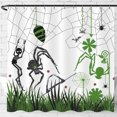 thumbnail image 1 of Halloween-Themed Shower Curtain with Spiders, Bats & Grass Design, 1 of 4