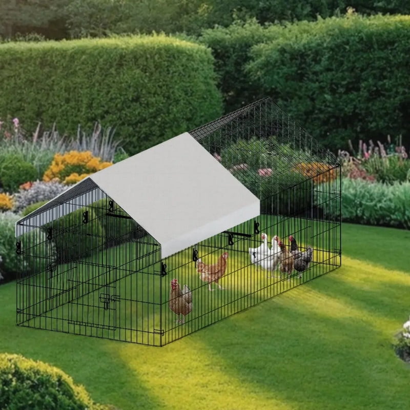Chicken Coop, Chicken Run Pen for Yard with Cover Outdoor Metal Portable Chicken Tractor Cage Enclosure Crate Outside for Small Animals Duck Rabbit Hen 86"×40"