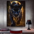 thumbnail image 6 of Mudket Golden Backlight Black Panther Forest Canvas Wall Art, Realistic Safari Wildlife Cool Posters Print for Man Cave Office Living Room Home Decor, Framed Ready to Hang - 12"L x 8"W, 6 of 9