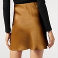 thumbnail image 6 of Bibifish Womens Straight Skirts Satin Elastic High Waist Solid Mini A Line Skirts Zipper Daily Casual Street Comfortable Skirts, 6 of 6