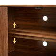 thumbnail image 2 of Demi Bonn Walnut 64" Sideboard TV Stand - Wave Pattern, Wooden Vertical Striped Storage Cabinet, 2 of 7
