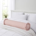 thumbnail image 2 of Home Decor Collection 8" x 36" Pink Striped Ruffle Bolster Decorative Pillow, 2 of 5