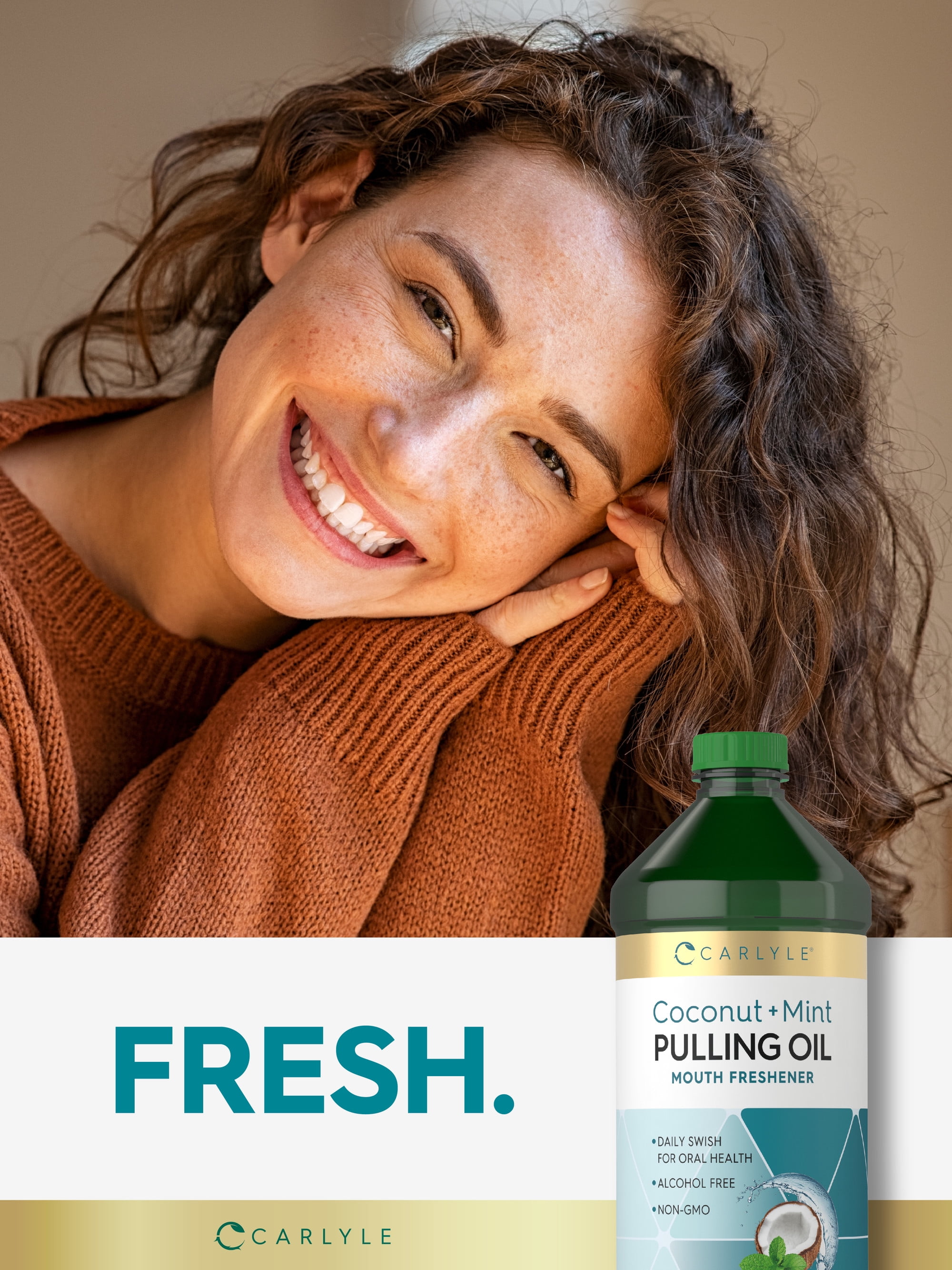 Pulling Oil for Teeth & Gums | 16 fl oz | 2 pack | Coconut and Mint | For Men and Women | by Carlyle