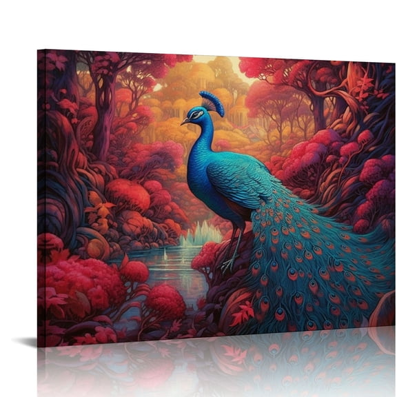 ONETECH Peacock and Tree Canvas Wall Decor 20x16 in for Bedroom and 16x12 in Fashion Kitchen - Living Room Office Wall Art Pictures 20x16in