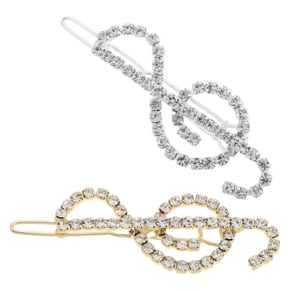 AURARMLET 2-Pack Rhinestone Music Note Hair Barrettes, Alloy Metal Hair Clips for Women and Girls, Stylish Hair Accessories