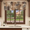 thumbnail image 6 of Brown Abstract Curtain Valances for Windows, Kitchen Valance Window Treatments Panel 2 Pack, Vintage Geometric Gradient Oil Painting Modern Rod Pocket Short Curtains for Bathroom Bedroom 42 x 18 Inch, 6 of 8