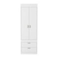 White Armoire with Storage Space 70" Tall Double Door Two