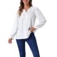 thumbnail image 1 of Blusa de trabajo INSPIRE CHIC para mujer con cuello partido, plisada, de manga larga, casual y de negocios, 1 of 6