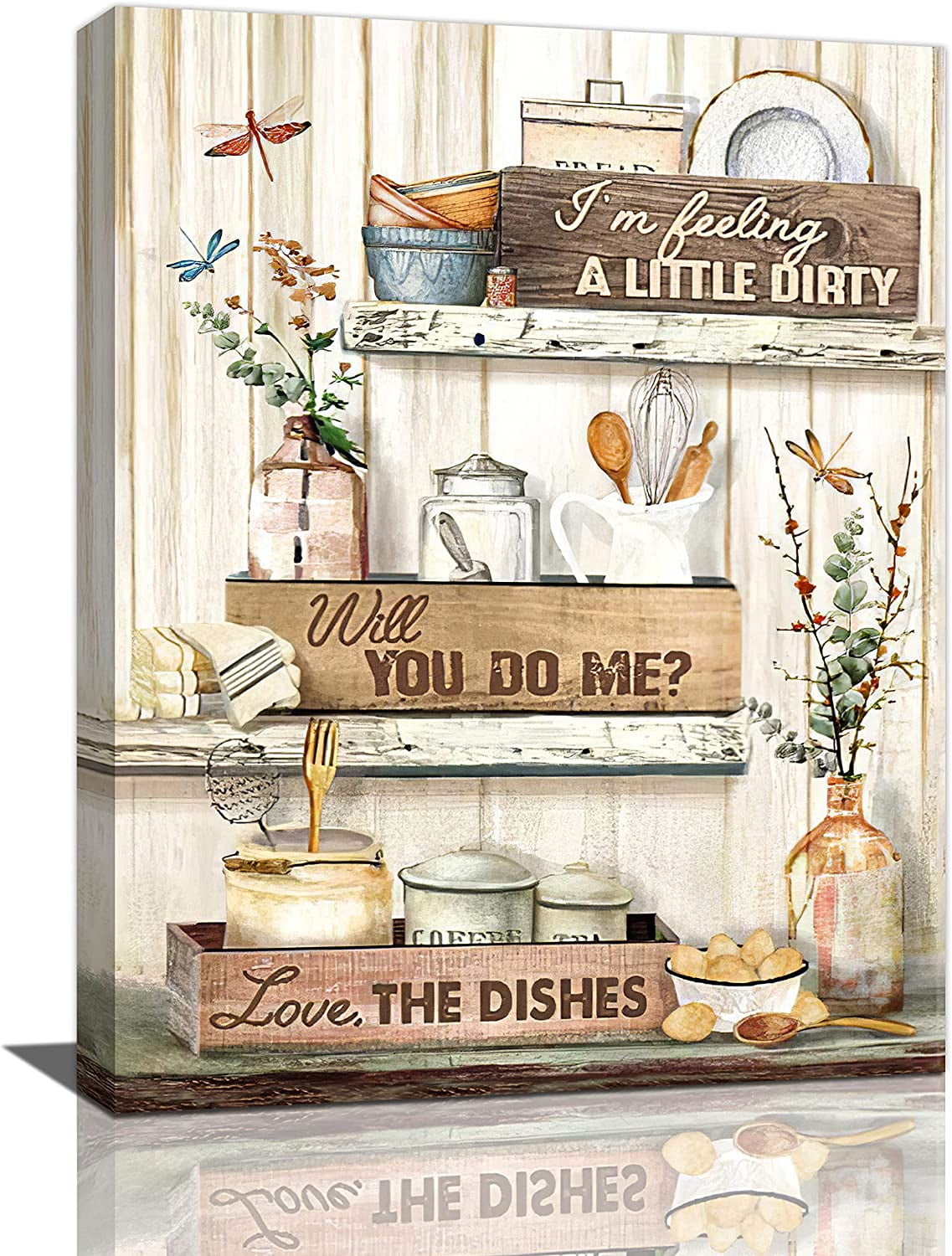 Farmhouse Kitchen Wall Art Country Dishes Kettle Canvas Prints Painting