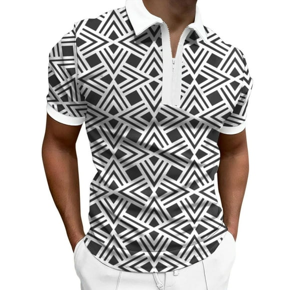 adviicd Hommes Polo Shirt Polo à Glissière pour Hommes Casual Tricot Manches Courtes Polo T-Shirt Classique Ajustement Chemises Blanc, XXXL