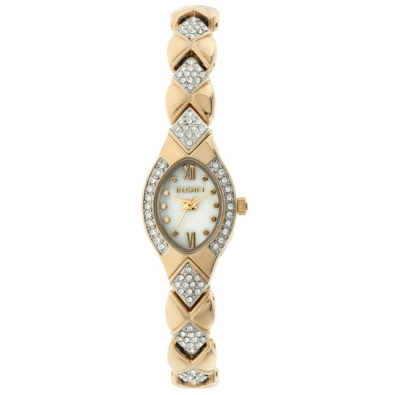 Elgin Ladies Gold and Silver Two Tone Watch with genuine crystal accents -EG10006G-1