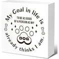 thumbnail image 1 of Funny Dog Wood Block Signs Dogs Leave Paw Prints on Our Hearts Wooden Box Sign for Home Shelf Bedroom Tabletop Desk Decor Rustic Dog Lover Sign Decor 5x5 Inches, 1 of 3