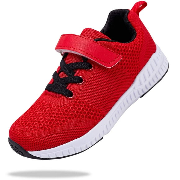 Santiro Chaussures de Tennis pour Enfants Chaussures de Course Sportives en Mesh Respirant Léger Rouge 10 M US