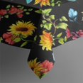 thumbnail image 4 of Black Colorful Flower Sunflower Pattern Rectangle Tablecloth 60"x102",Waterproof Polyester Rectangle Table Cloth, Wipeable Spillproof Polyester Tablecloth for Dining, Camping, Indoor and Outdoor, 4 of 6