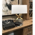 thumbnail image 2 of Lucas McKearn Jackson Square Metal Table Lamp with White Linen Shade in Gold, 2 of 3
