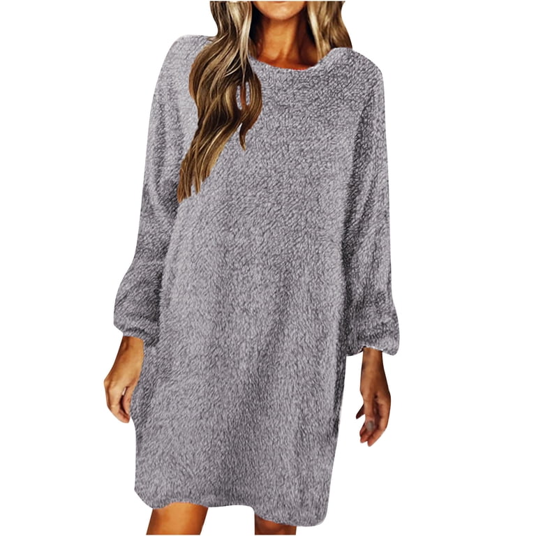 long sleeve sweater dress walmart Midi Dresses For Women Sevevn Womens Long Sleeve Ribbed Knit Sweater Dresses 2025 Fall Short Tunic Dress
