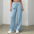thumbnail image 4 of ClodeEU Women Elastic Drawstring High Waist Wide Leg Sweatpants,Casual Loose Pants with Pockets Light Blue,Women's Plus L, 4 of 6