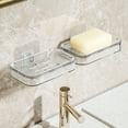 thumbnail image 2 of Wall Mounted Double Layer Soap Dish Holder Non Slip Drainable Bathroom Organizer Universal Size Tabletop Storage Shelf, 2 of 4