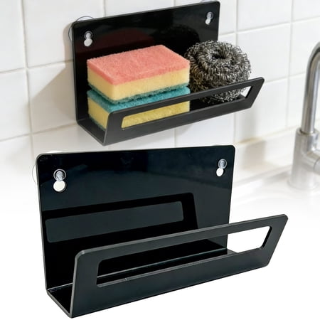 Black Sponge Holder for Kitchen Sink Quick Draining 6.9 inches Sponge Stand with Aeration Support Reliable Basin Organization for Drying Efficiency and Clutter Management