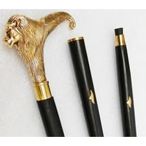 Handmade Solid Brass Lion Head Handle Wooden Walking Stick Vintage Designer Cane for Men & Women