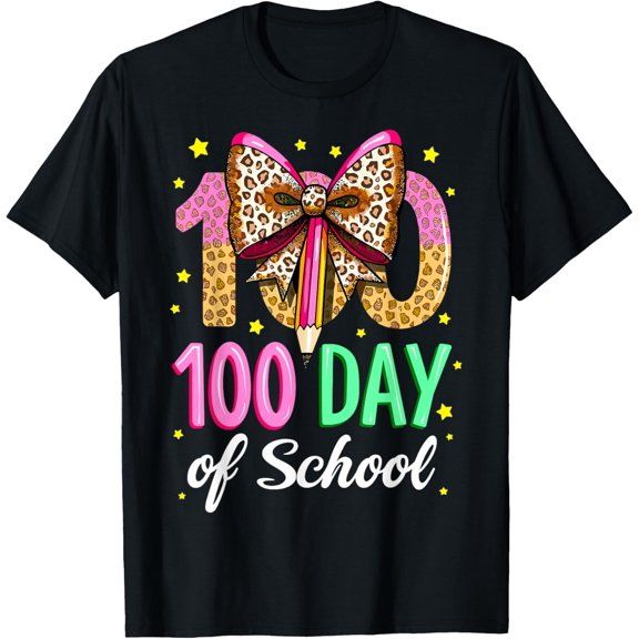 100 Days of School Coquette Bow 100th Day of School T-Shirt