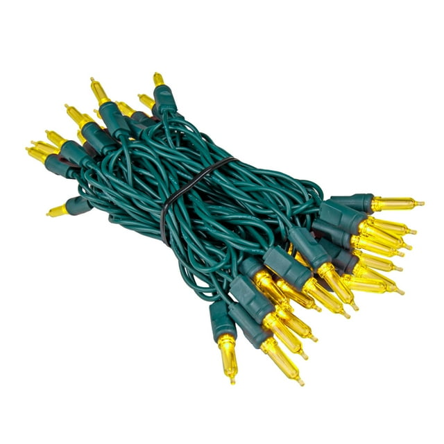 Novelty Lights Vintage Style T5 Yellow LED Christmas Lights, 11.5 Feet Green Wire String of 35 Mini Bulbs, UL Listed Indoor/Outdoor Tree Lighting