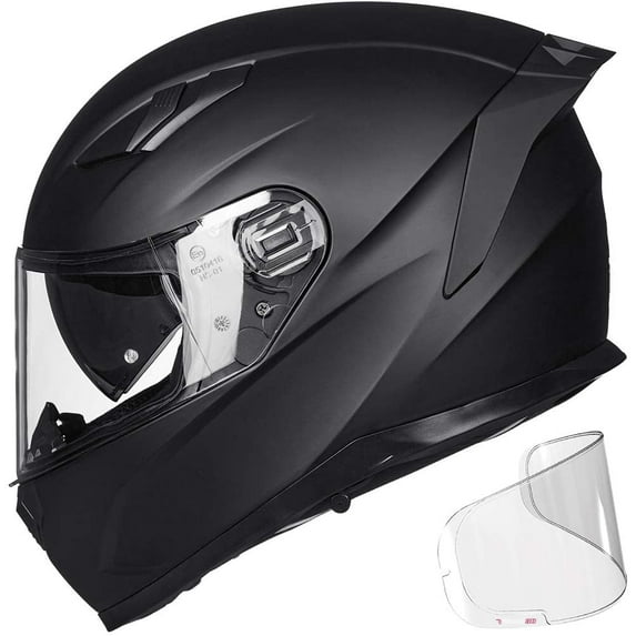ILM Motorcycle Snowmobile Full Face Helmet Anti-fog Pinlock Dual Visor for Men Women DOT (Matte Black, M)