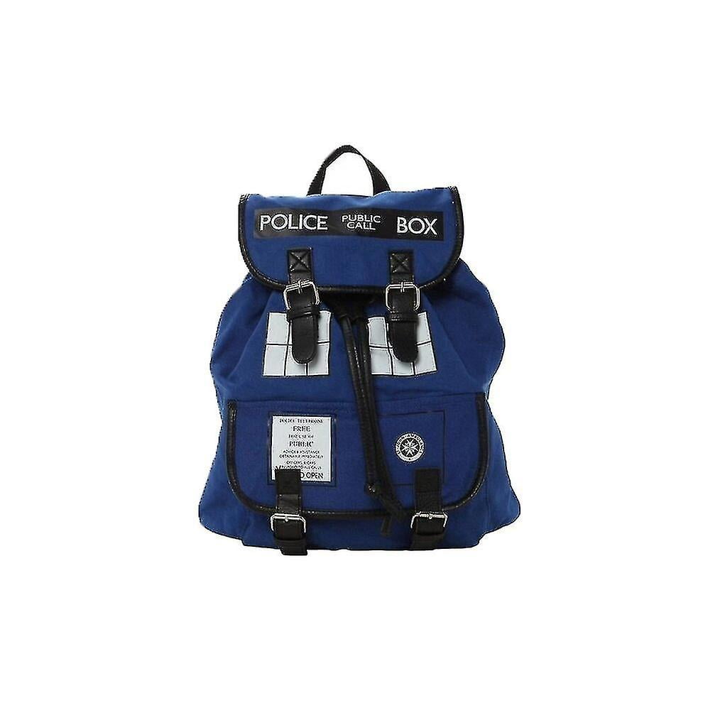 Sebneei Doctor Who Tardis Buckle Slouch Shoulder Laptop Bag Dr Who Backpack Gym Blue