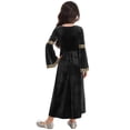 thumbnail image 2 of YUUMIN Girls Medieval Victorian Maiden Halloween Dress-up Velvet Long Bell Sleeve Maxi Robe Princess Dress Black 10, 2 of 5