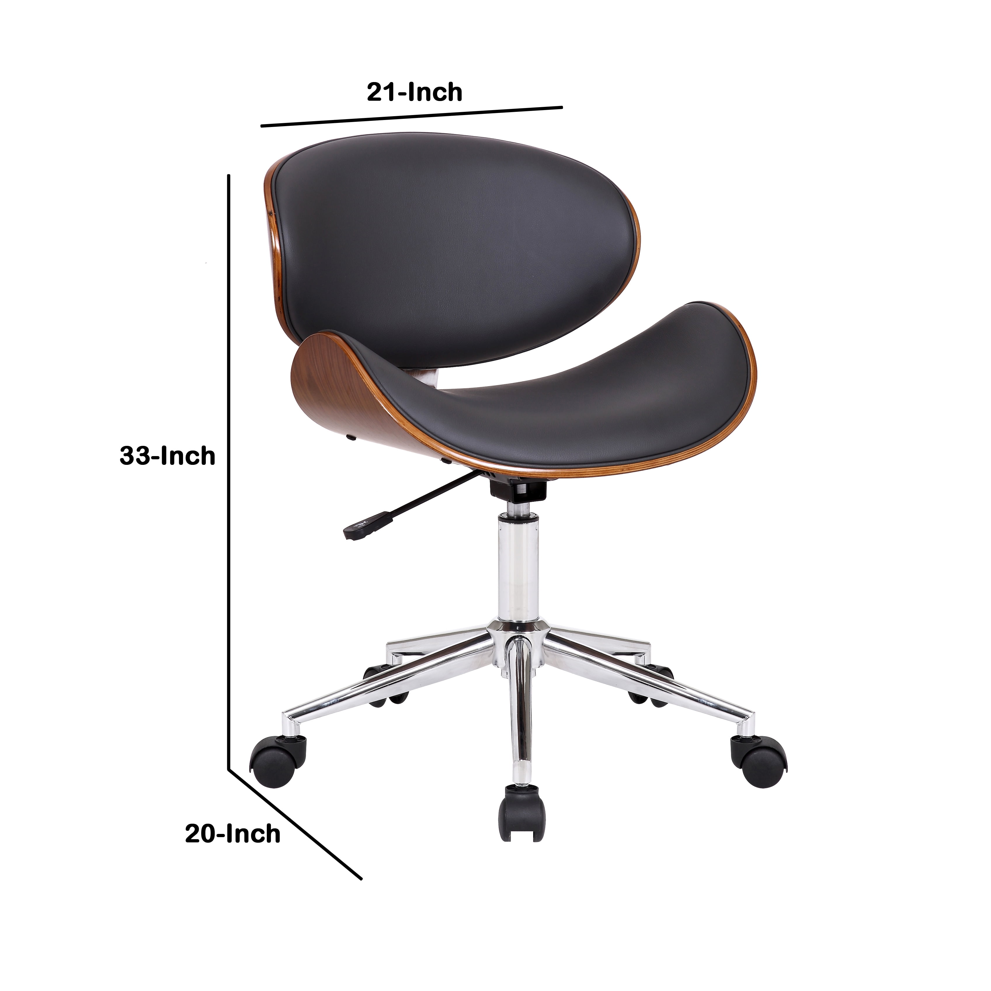 Benjara Bm214502 Wooden Metal Office Chair With Curved Leatherette Seat 44 Black Silver Walmart Com Walmart Com