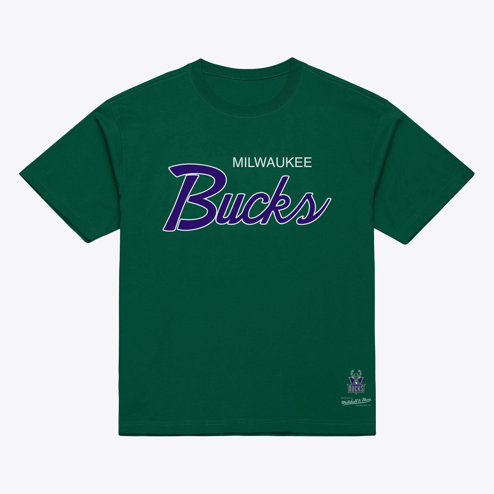 Men's Mitchell & Ness Green Milwaukee Bucks Vintage Wordmark T-Shirt