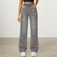 thumbnail image 2 of HNMKIU High Waist Washed Denim Trousers Flare Leg Casual Stretch Soft Comfortable Loose Oversize Fit Flowy Wide Pants with Elastic Waistband Womens Pants 01_Grey,XL, 2 of 4