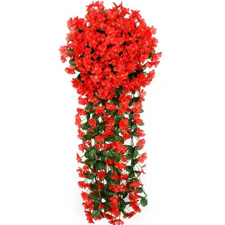 Silk Green Cymbidium Orchids KABOER Hanging Flowers Artificial Violet Flower Wall Wisteria Basket Hanging Garland Vine Flowers Fake Silk Orchid Simulation Rattan Plant Vine Wedding Home Garden Balcony Floral Decoration ()
