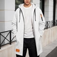 thumbnail image 2 of Trench Coat Men Zip Up Hooded Mid Length Windrbreaker Jackets (White XXL), 2 of 4
