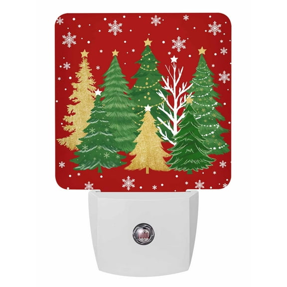 Christmas Night Lights Auto Sensor Red Christmas Tree Plug-in LED Nightlights Dusk to Dawn for Living Room, Bedroom, Bathroom, Hallway, Stairways Xmas Wall Decor, Star Snowflake Night Light