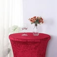 thumbnail image 4 of BalsaCircle Red Round Fitted Cocktail Table Cover Crushed Velvet Tablecloth Party Events Decorations Supplies, 4 of 8