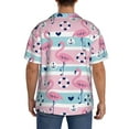 thumbnail image 3 of Kdxio Men'S Hawaiian Shirt For Men Short Sleeve Shirt Pink Striped Flamingo Summer Casual Holiday Beach Button Down T-Shirts, 3 of 5