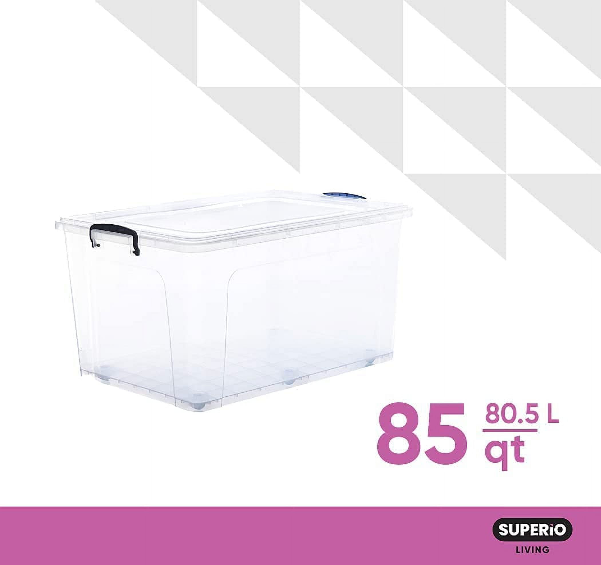 Superio Storage Containers With Wheels (6 Pack), Opaque Clear
