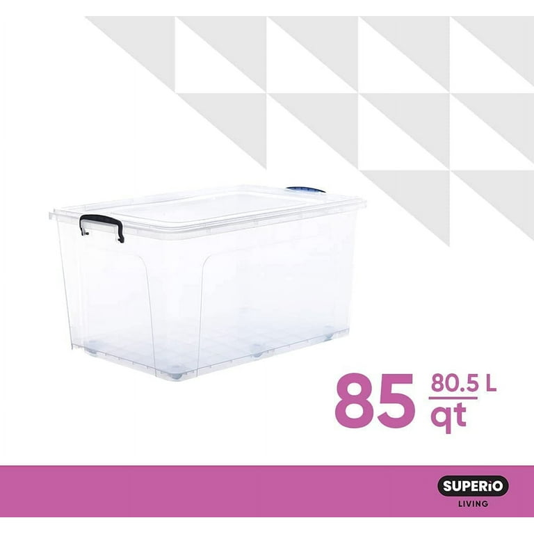 Superio Storage Containers With Wheels (6 Pack), Opaque Clear
