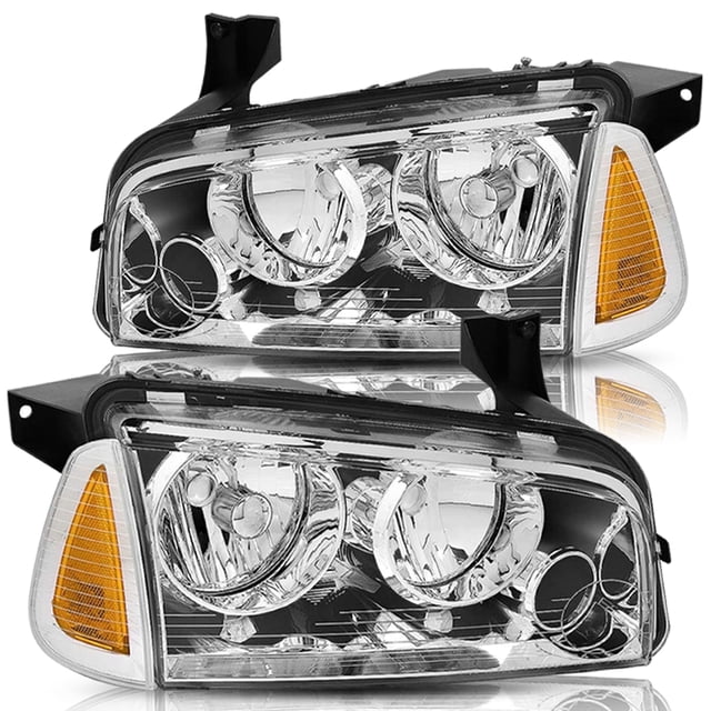 Left &Right For 2006-2010 Dodge Charger SE SXT SXT Headlight Chrome OE-Style