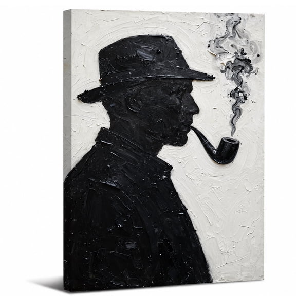 Silhouetted Man Canvas Wall Art Framed Bathroom Decor,perfect for bathroom bedroom or living room decor tasteful wall piece,8x12in