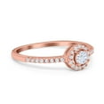 thumbnail image 2 of Rose Tone, Simulated Cubic Zirconia Size-10 Petite Dainty Halo Solitaire Accent Ring 925 Sterling Silver, 2 of 7