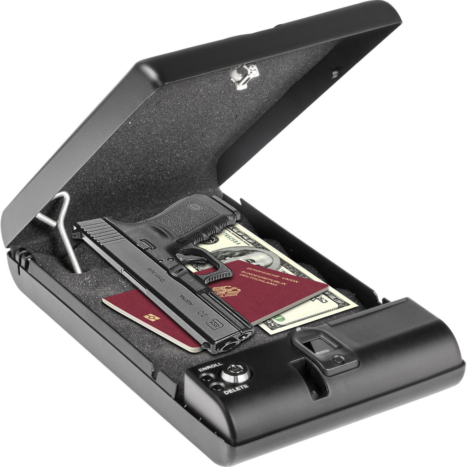 ASELINE Biometric Fingerprint Safe for Pistols Quick-Access Pistol Safe D5T5 
