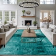 thumbnail image 4 of Teal Large Area Rug 8x10 FT, Non Slip Living Room Throw Carpet, Retro Oil Painting Modern Abstract Art Aesthetics Washable Soft Indoor Outdoor Carpet Non-Shedding Rug for Bedroom Dining Room, 4 of 9