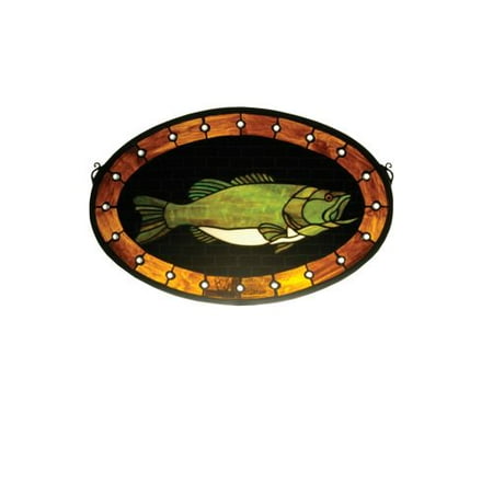 Meyda Tiffany 23970 22" W X 14" H Bass Plaque Stained Glass Window