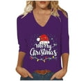 thumbnail image 3 of Craaazy Christmas Shirts for Women 3/4 Sleeve V-neck Shirts Gifts, 3 of 5