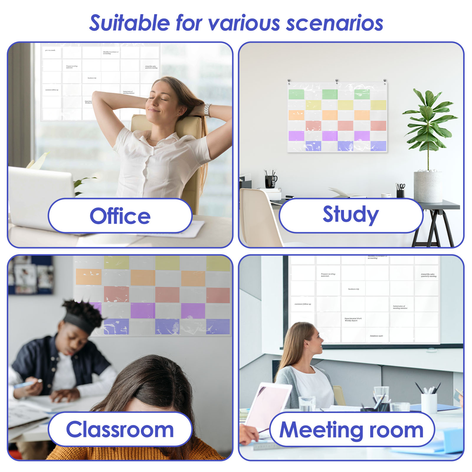 Threns 3 Pcs 36 Slots Index Card Organizer Hanging Wall Mount Business Card Organizer for Studying Organizing Office Library Tracking Workflow