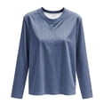 thumbnail image 5 of Otvok Womens Loose Pocket Daily Tee Vertical Stripe Crew Neck Long Sleeve Striped Casual Tunic Top, 5 of 7