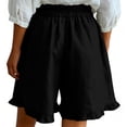 thumbnail image 6 of Favoffer Women Cotton Linen Casual Bottoms Delicate Lace Trims Elastic Waist Support Functional Side Pockets Breathable Short andLong Pants for Seasonal Daily Daily, 6 of 9