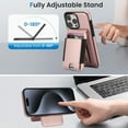 thumbnail image 6 of Wallet Case Compatible with iPhone 16 Plus for Men Women, Detachable Magnetic Wallet PU Leather Shockproof Rugged Phone Case with Kickstand Card Slots RFID Blocking for iPhone 16 Plus,Rosegold, 6 of 8